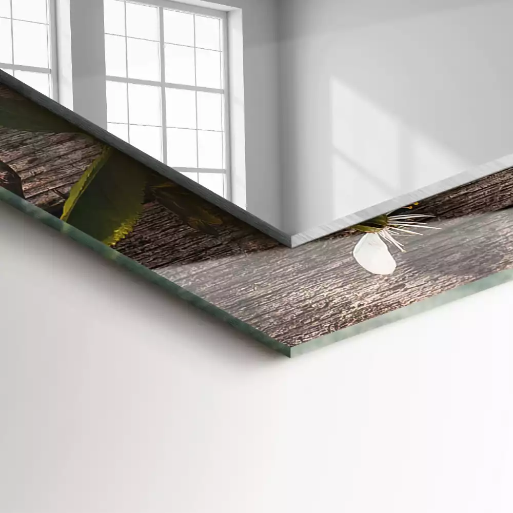 Négyszögletes díszes tükör Virágok a fán