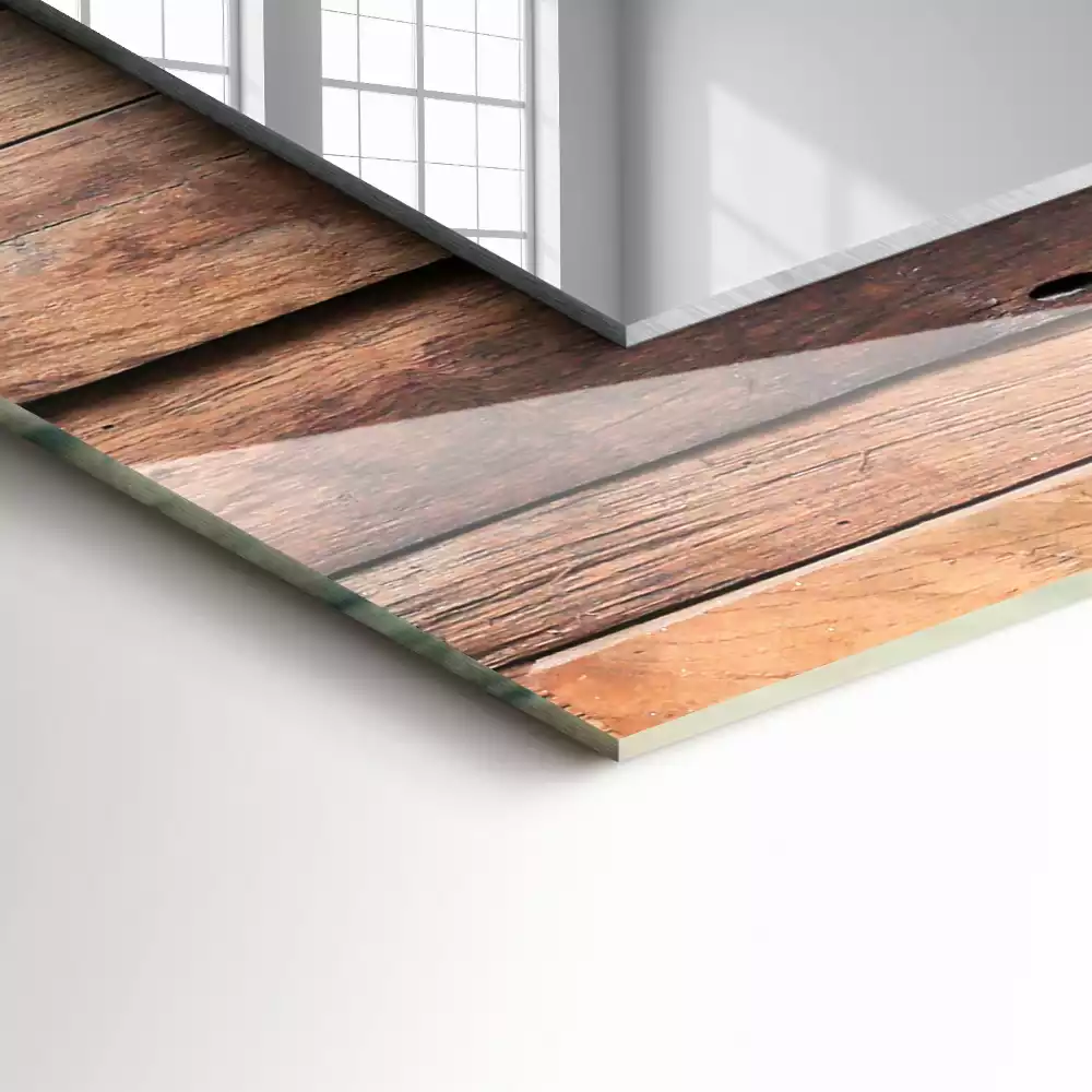 Négyszögletes díszes tükör Fa panelfal