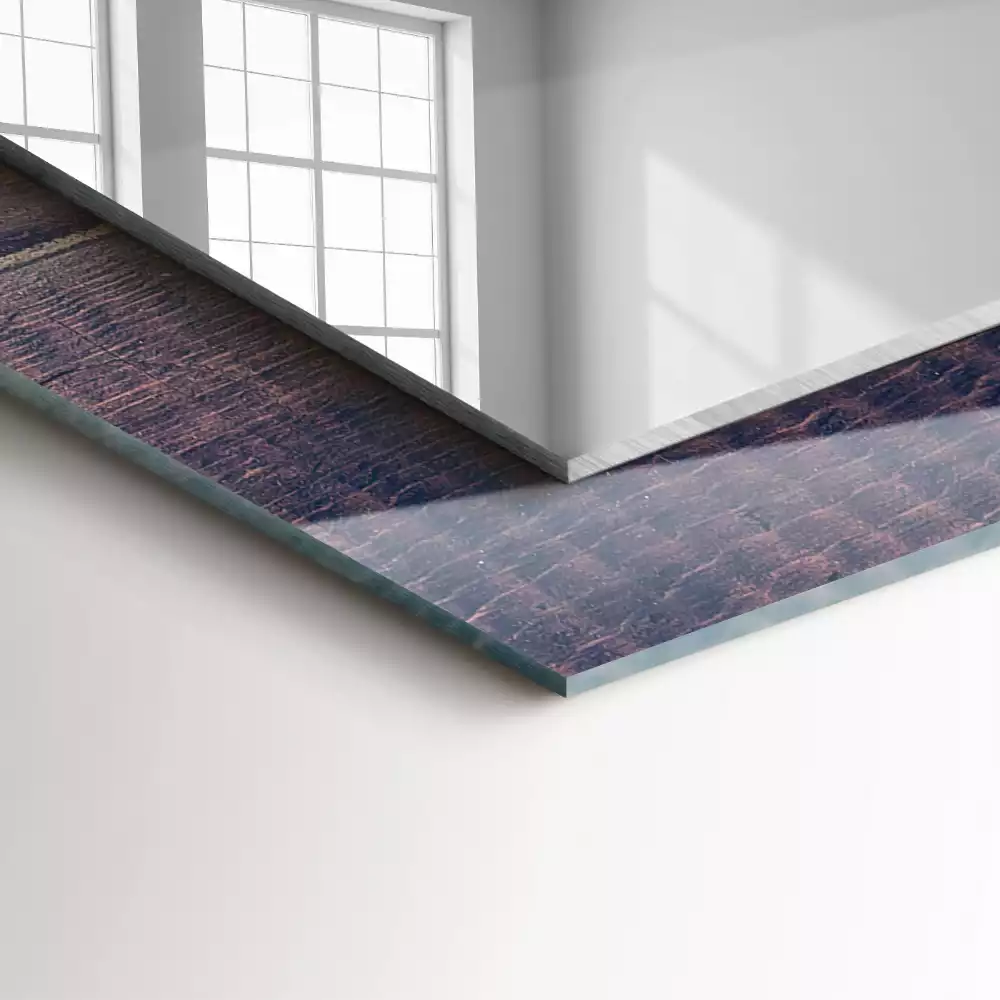 Négyszögletes díszes tükör Rózsaszín tulipán fa