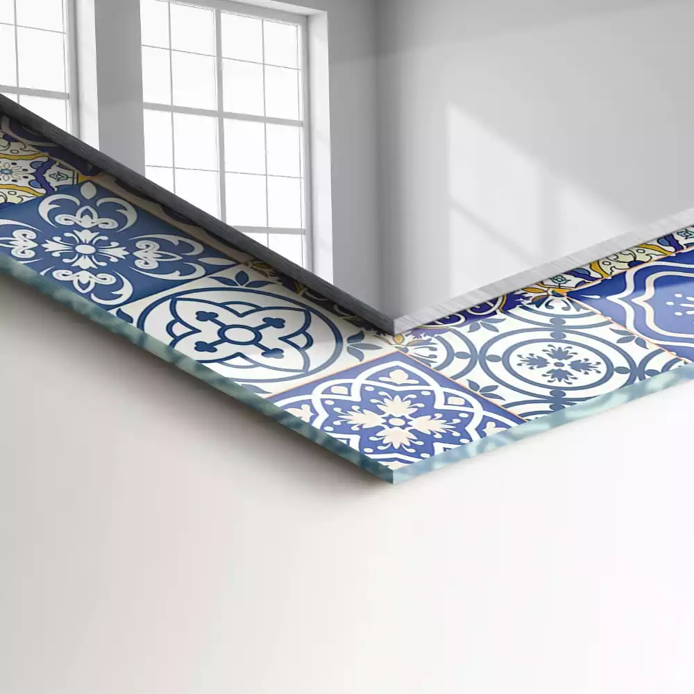 Négyszögletes díszes tükör Színes mozaik csempe