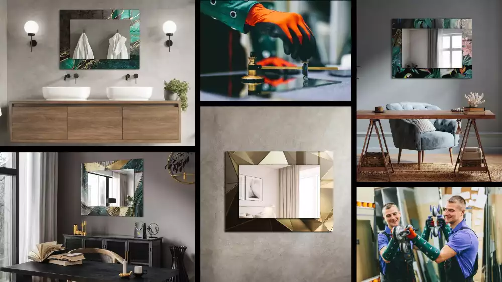 Négyszögletes díszes tükör Tulipán mező