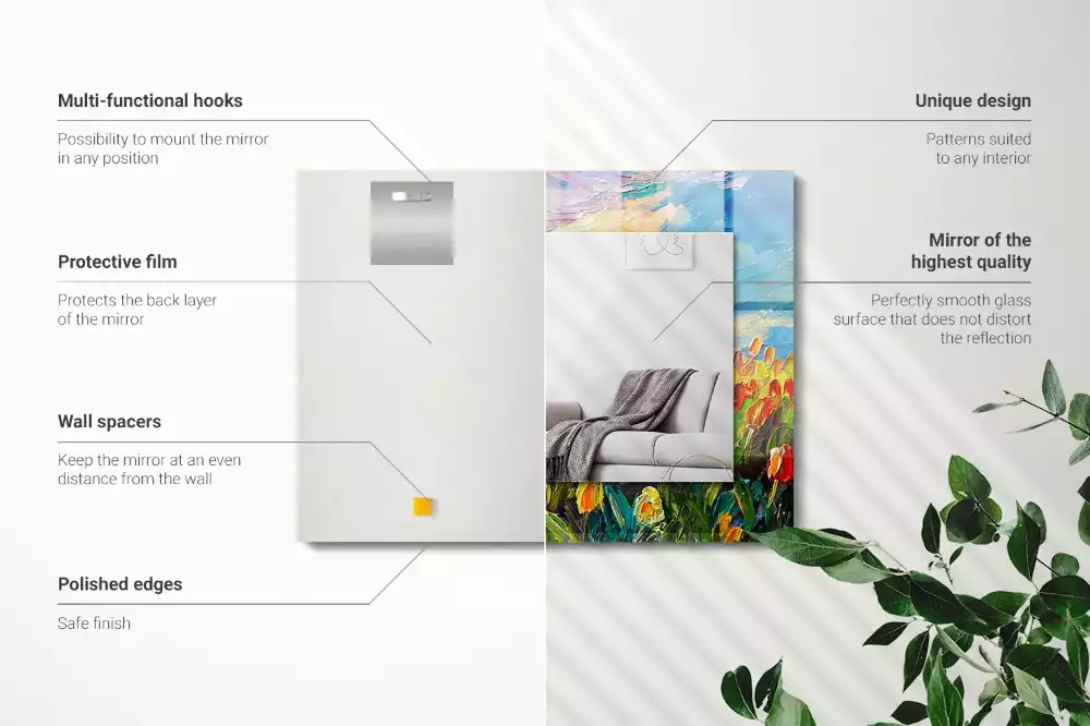 Négyszögletes díszes tükör Tulipán mező