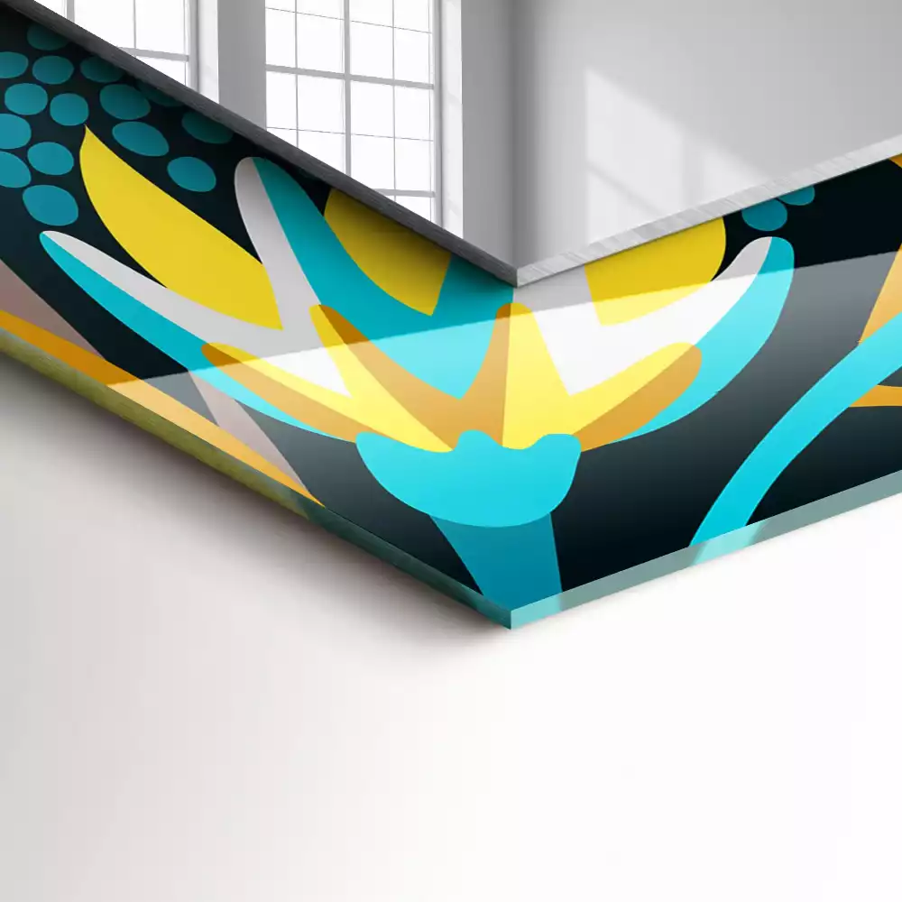 Négyszögletes díszes tükör Virágok levelei minták