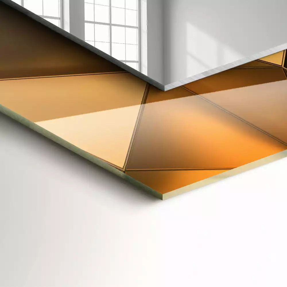 Négyszögletes díszes tükör Arany geometriai minták