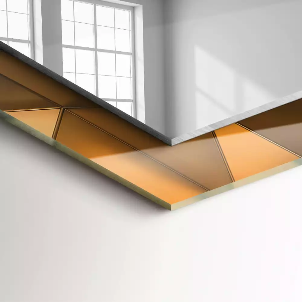 Négyszögletes díszes tükör Arany geometriai minták