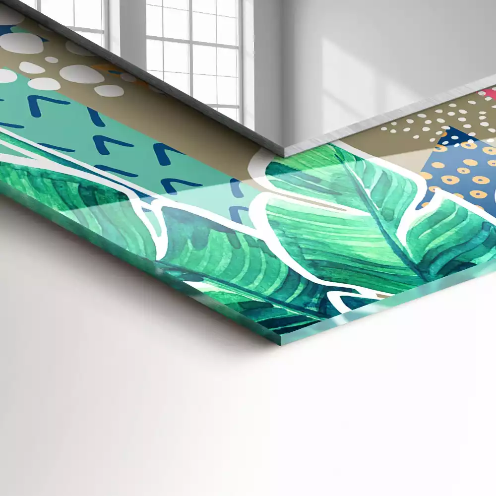 Négyszögletes díszes tükör Virágok és levelek