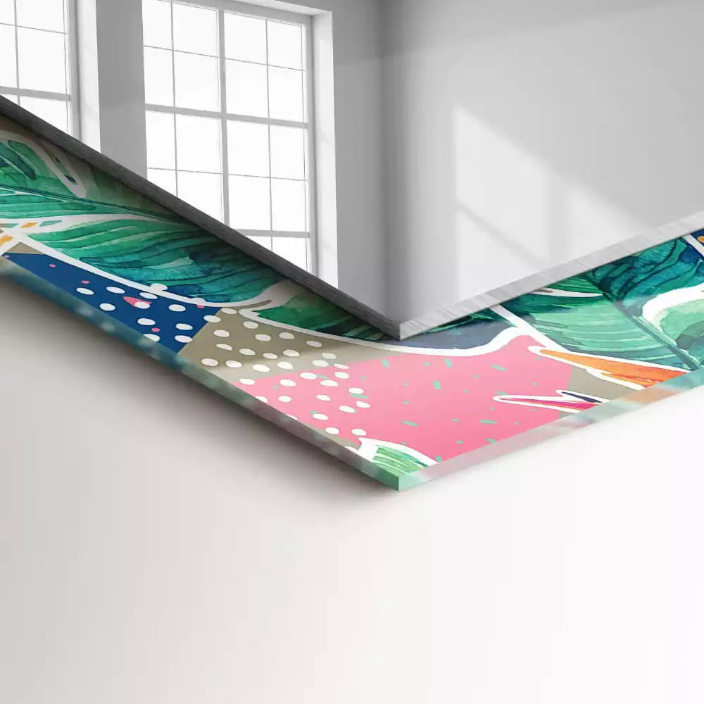 Négyszögletes díszes tükör Virágok és levelek