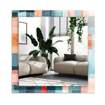 Négyszögletes díszes tükör Színes absztrakt téglalapok