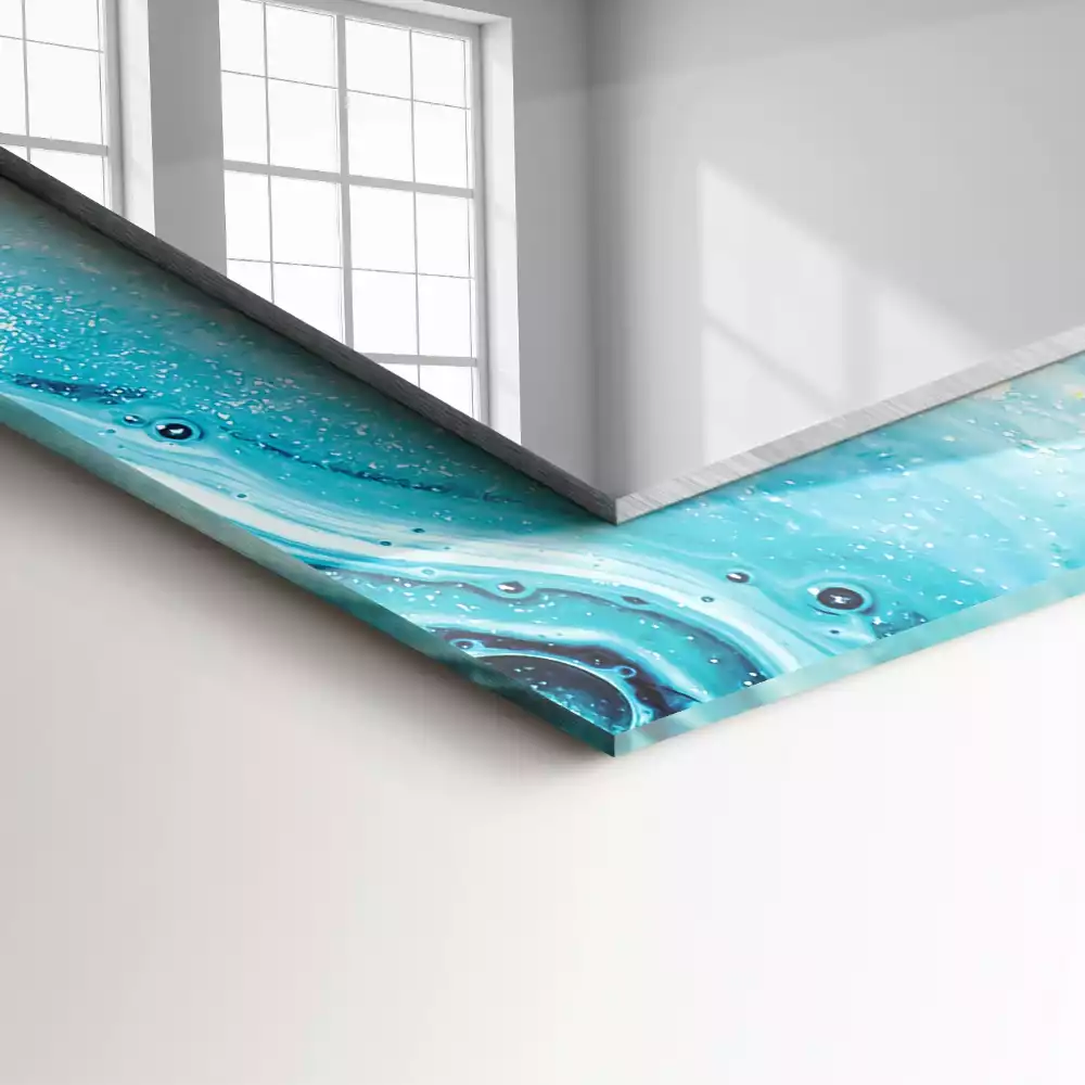 Négyszögletes díszes tükör Absztrakt kék művészet