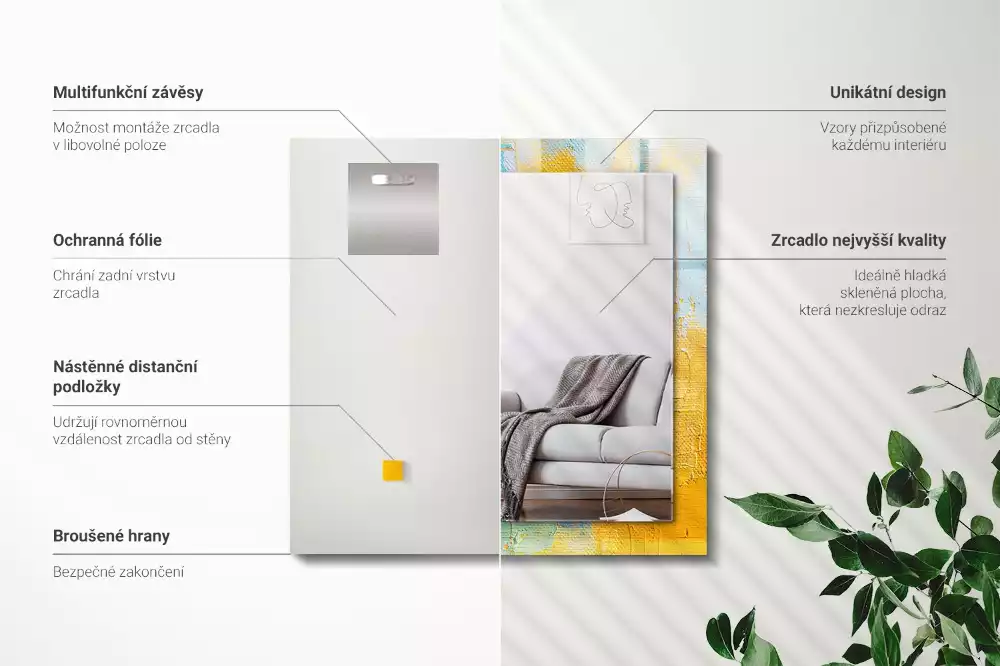 Négyszögletes díszes tükör Absztrakt olajfestmény