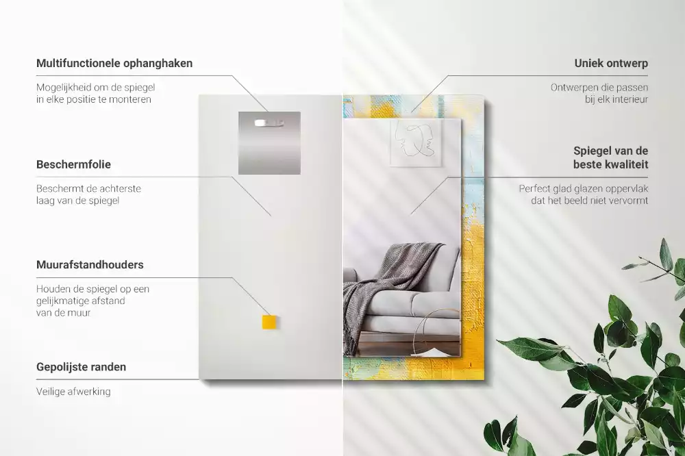 Négyszögletes díszes tükör Absztrakt olajfestmény