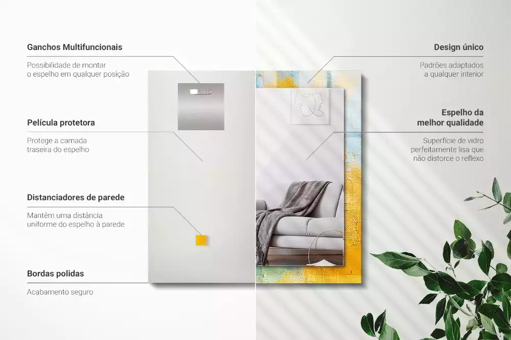 Négyszögletes díszes tükör Absztrakt olajfestmény