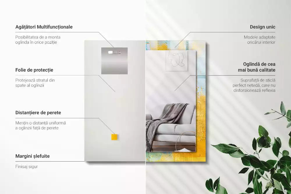 Négyszögletes díszes tükör Absztrakt olajfestmény