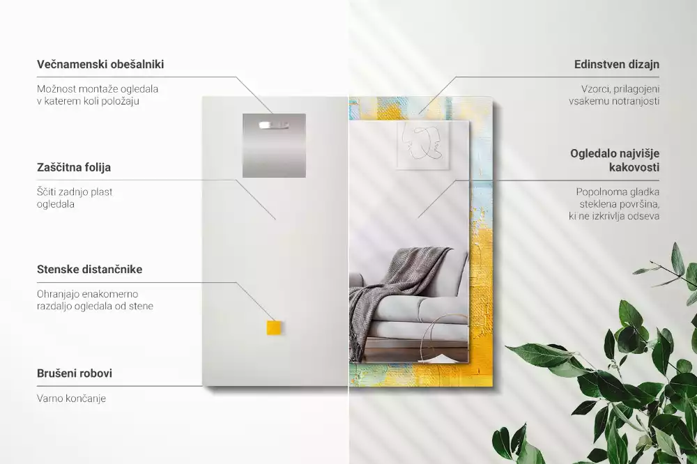 Négyszögletes díszes tükör Absztrakt olajfestmény