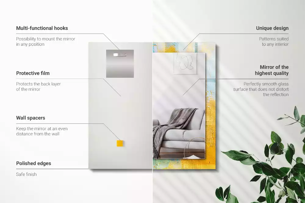 Négyszögletes díszes tükör Absztrakt olajfestmény