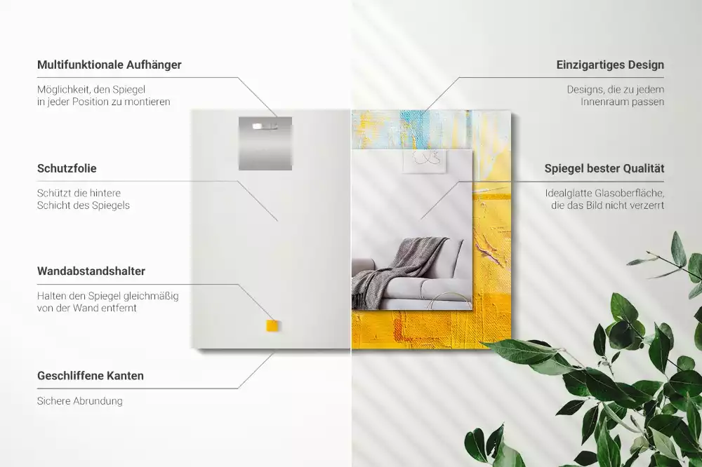 Négyszögletes díszes tükör Absztrakt olajfestmény