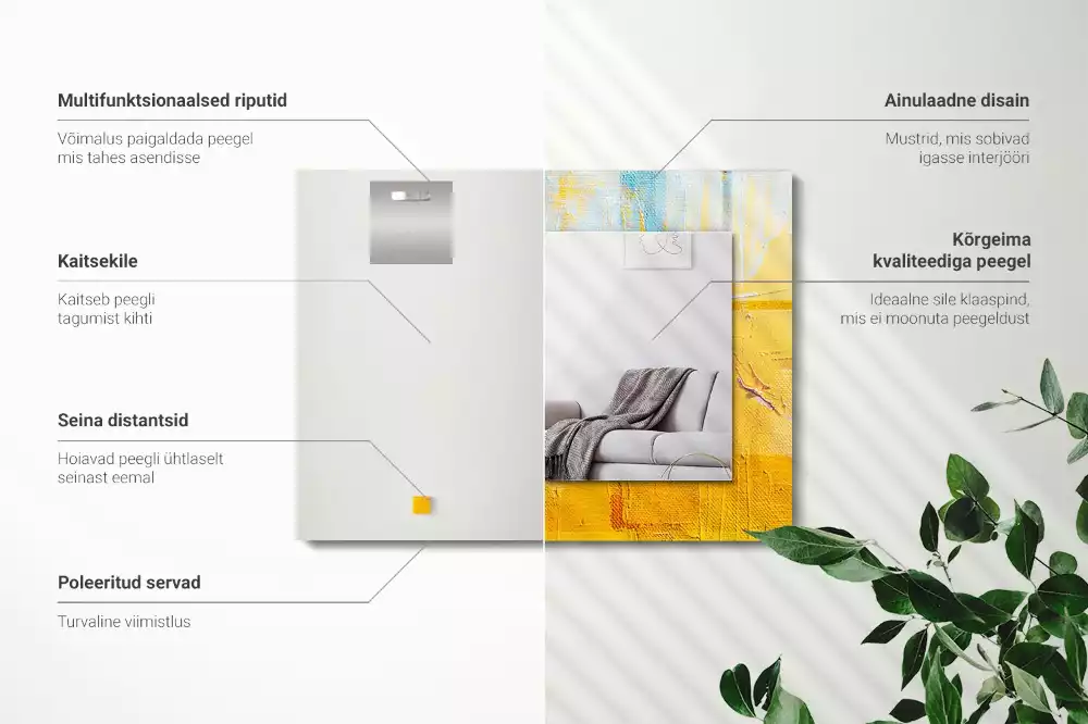 Négyszögletes díszes tükör Absztrakt olajfestmény