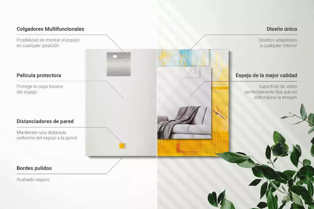 Négyszögletes díszes tükör Absztrakt olajfestmény