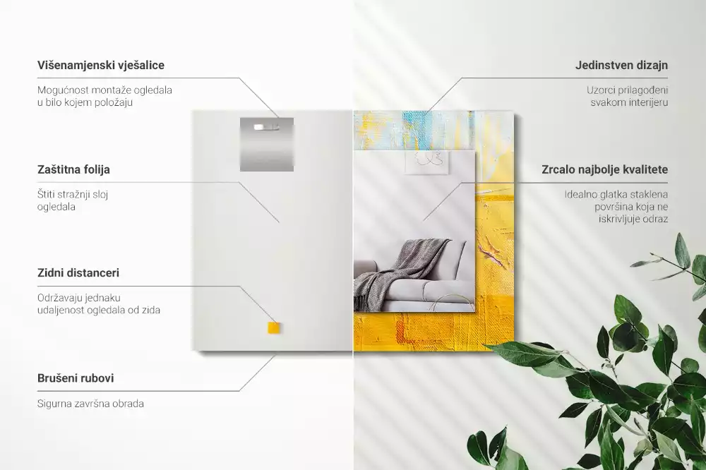 Négyszögletes díszes tükör Absztrakt olajfestmény