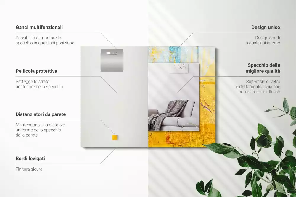 Négyszögletes díszes tükör Absztrakt olajfestmény