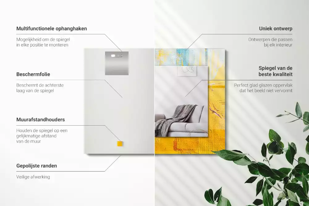 Négyszögletes díszes tükör Absztrakt olajfestmény