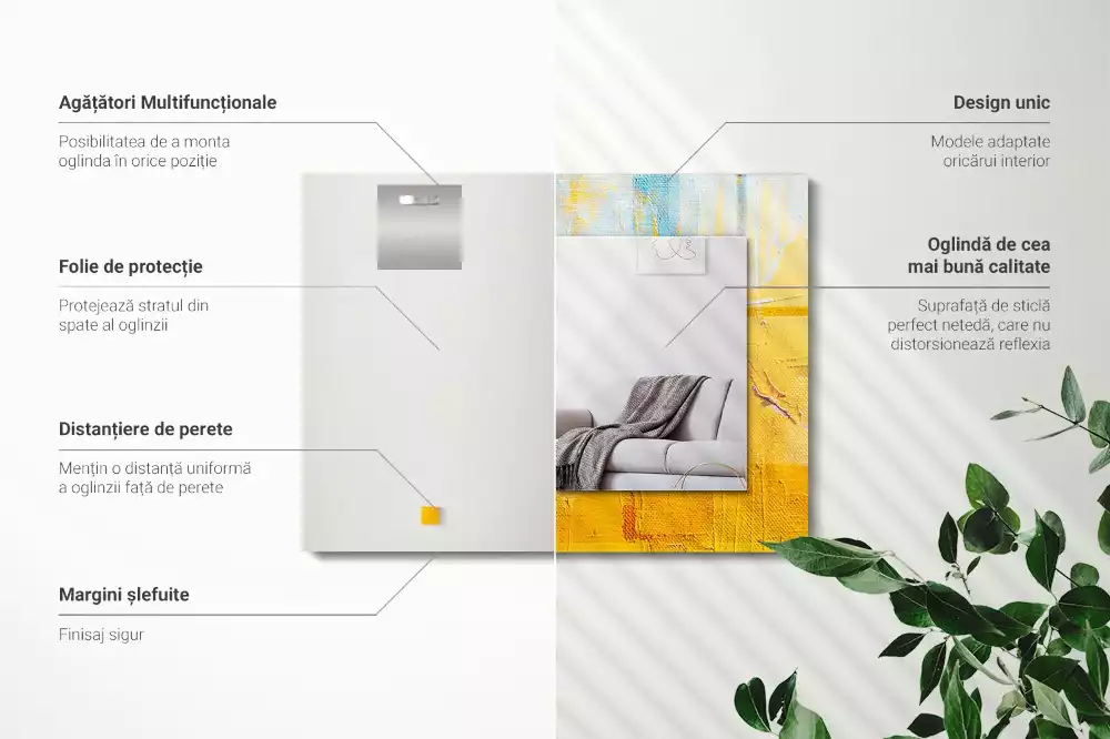 Négyszögletes díszes tükör Absztrakt olajfestmény