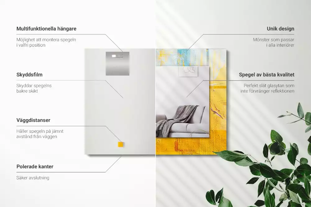 Négyszögletes díszes tükör Absztrakt olajfestmény