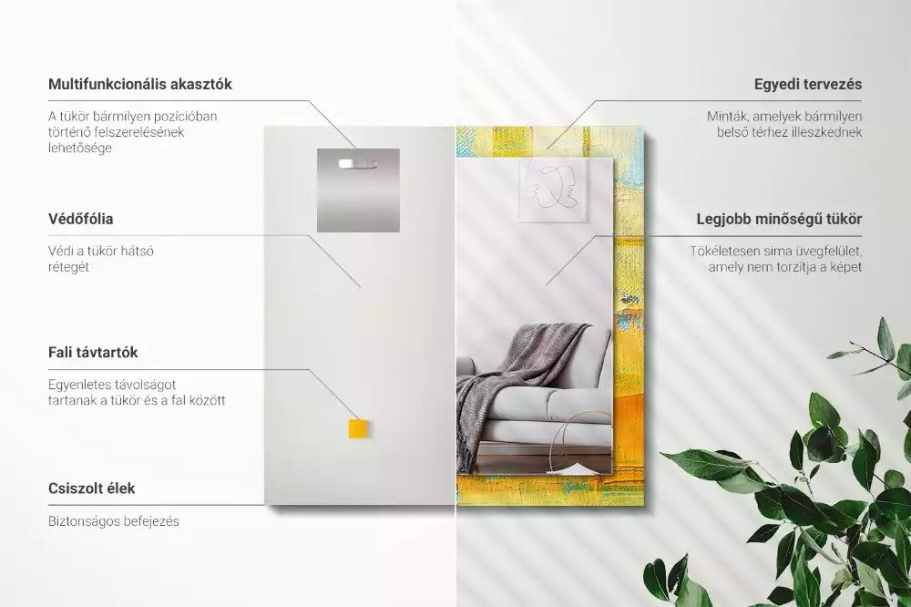 Négyszögletes díszes tükör Absztrakt olajfestmény