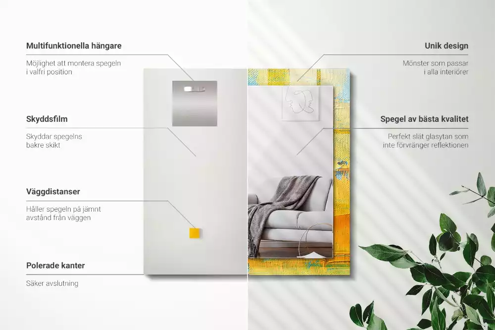 Négyszögletes díszes tükör Absztrakt olajfestmény