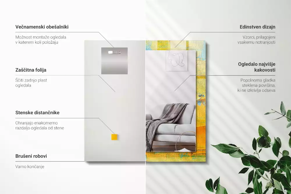 Négyszögletes díszes tükör Absztrakt olajfestmény