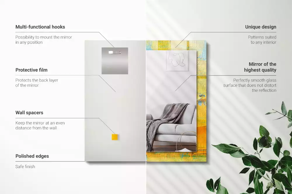 Négyszögletes díszes tükör Absztrakt olajfestmény