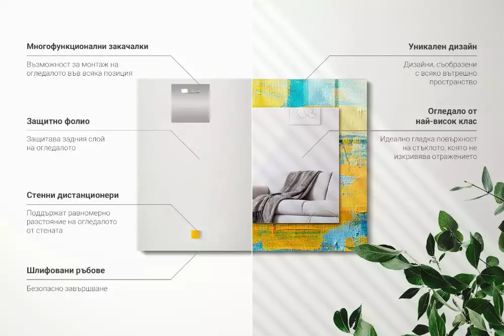 Négyszögletes díszes tükör Absztrakt olajfestmény