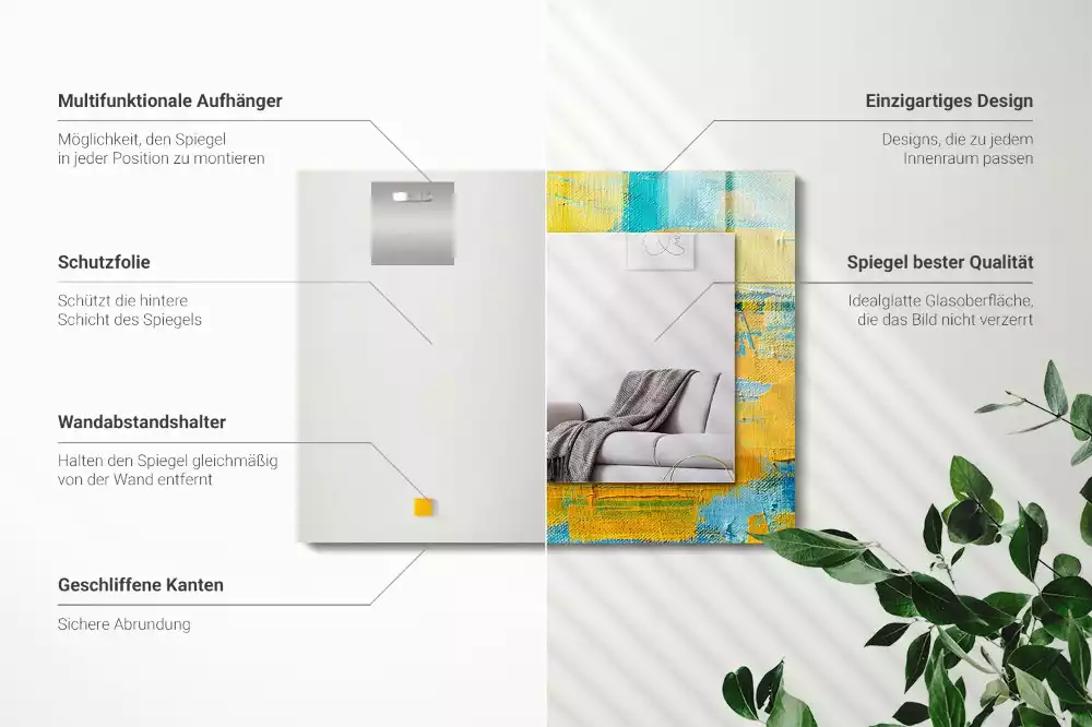 Négyszögletes díszes tükör Absztrakt olajfestmény