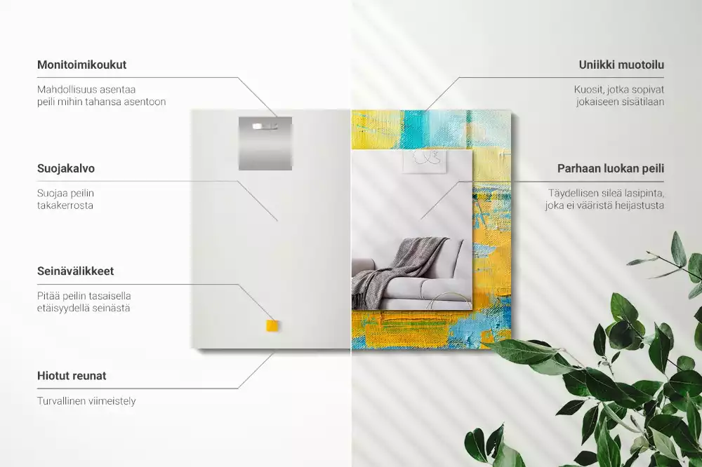 Négyszögletes díszes tükör Absztrakt olajfestmény