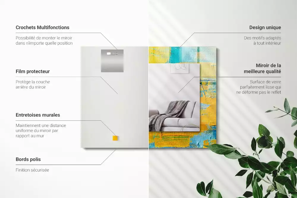 Négyszögletes díszes tükör Absztrakt olajfestmény