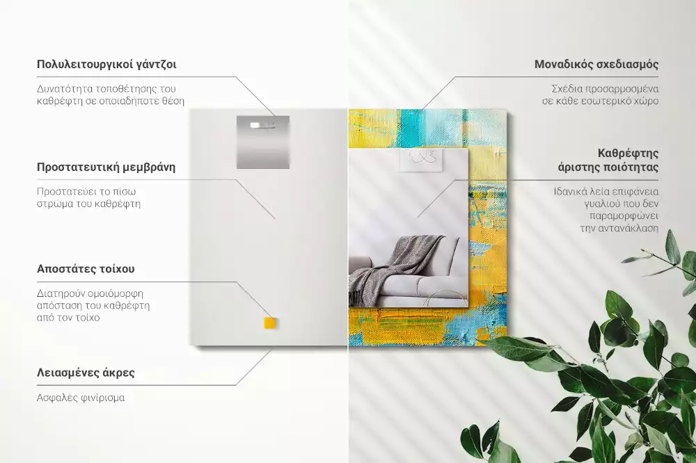 Négyszögletes díszes tükör Absztrakt olajfestmény