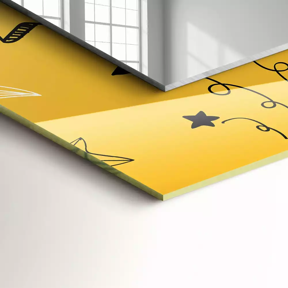 Négyszögletes díszes tükör Különböző csillagok rajzai