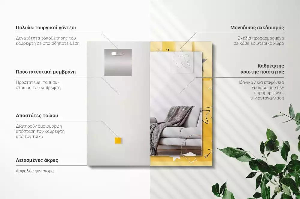 Négyszögletes díszes tükör Különböző csillagok rajzai