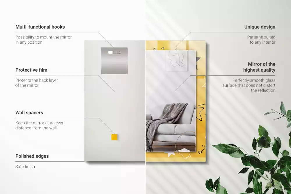 Négyszögletes díszes tükör Különböző csillagok rajzai