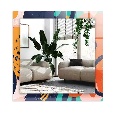 Négyszögletes díszes tükör Absztrakt színes grafika