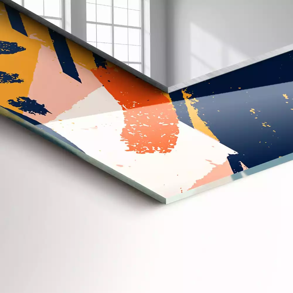 Négyszögletes díszes tükör Absztrakt színes grafika