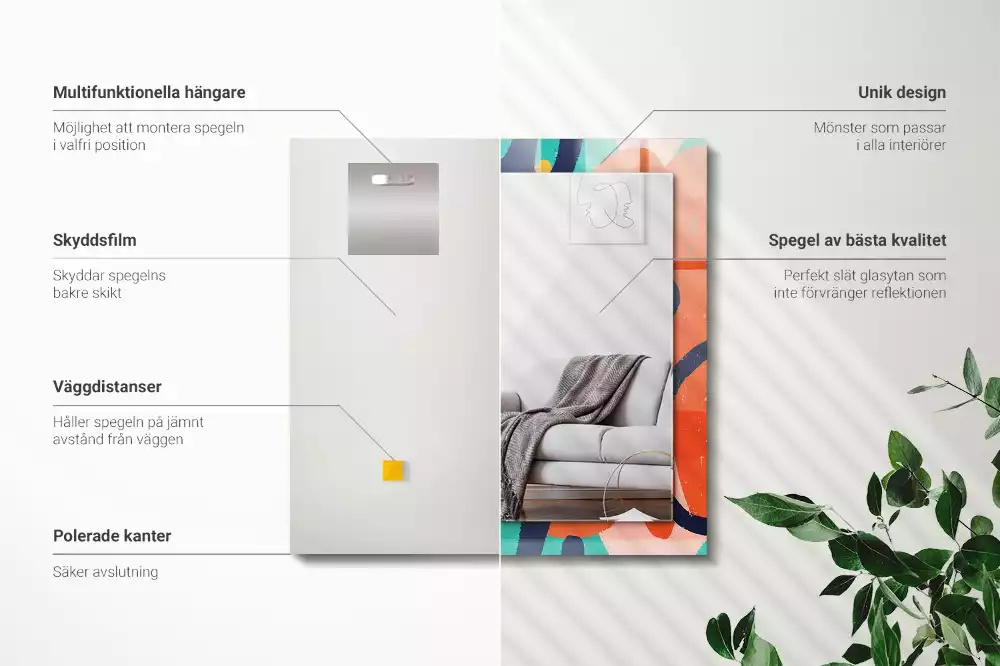 Négyszögletes díszes tükör Absztrakt színes grafika