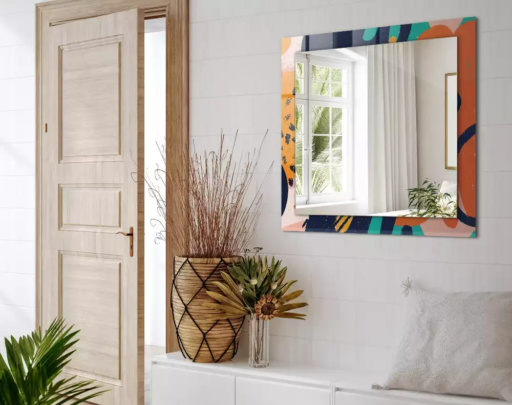 Négyszögletes díszes tükör Absztrakt színes grafika