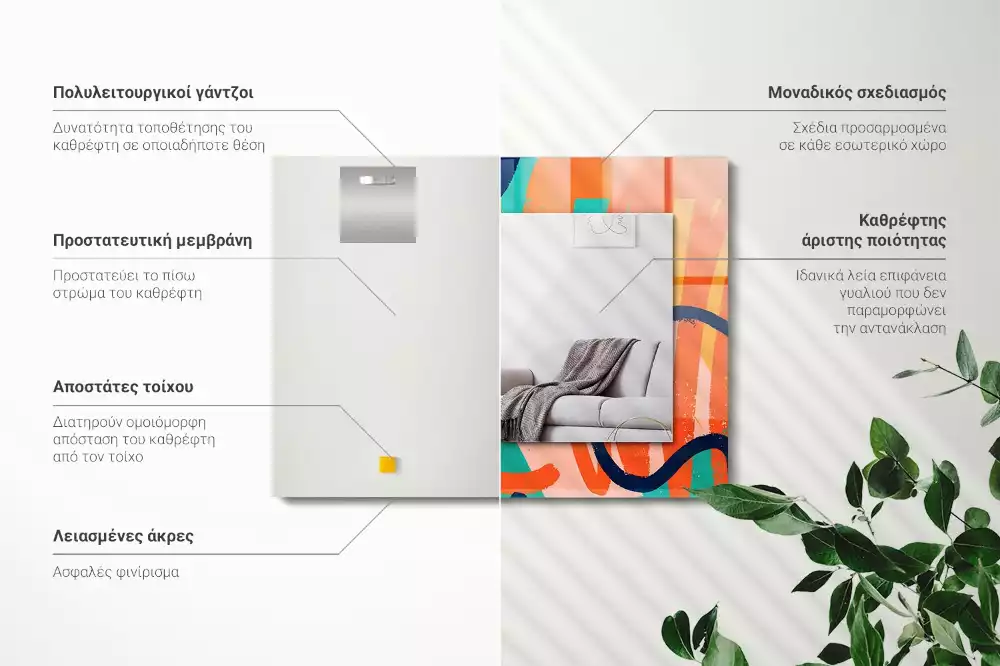 Négyszögletes díszes tükör Absztrakt színes grafika