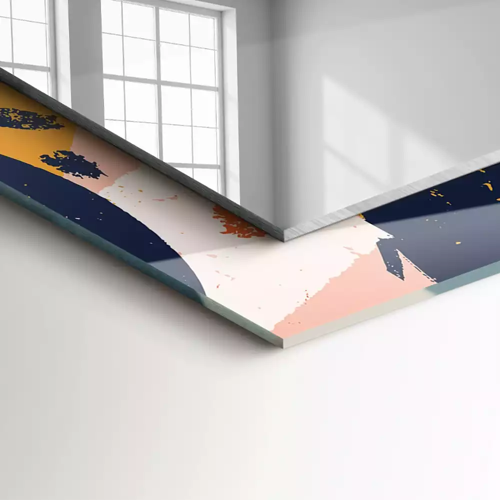 Négyszögletes díszes tükör Absztrakt színes grafika