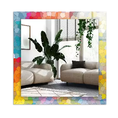 Négyszögletes díszes tükör Színes absztrakt mozaik
