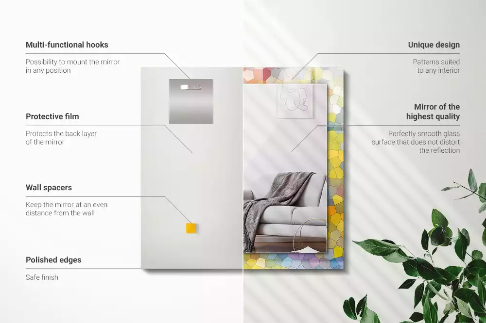 Négyszögletes díszes tükör Színes absztrakt mozaik