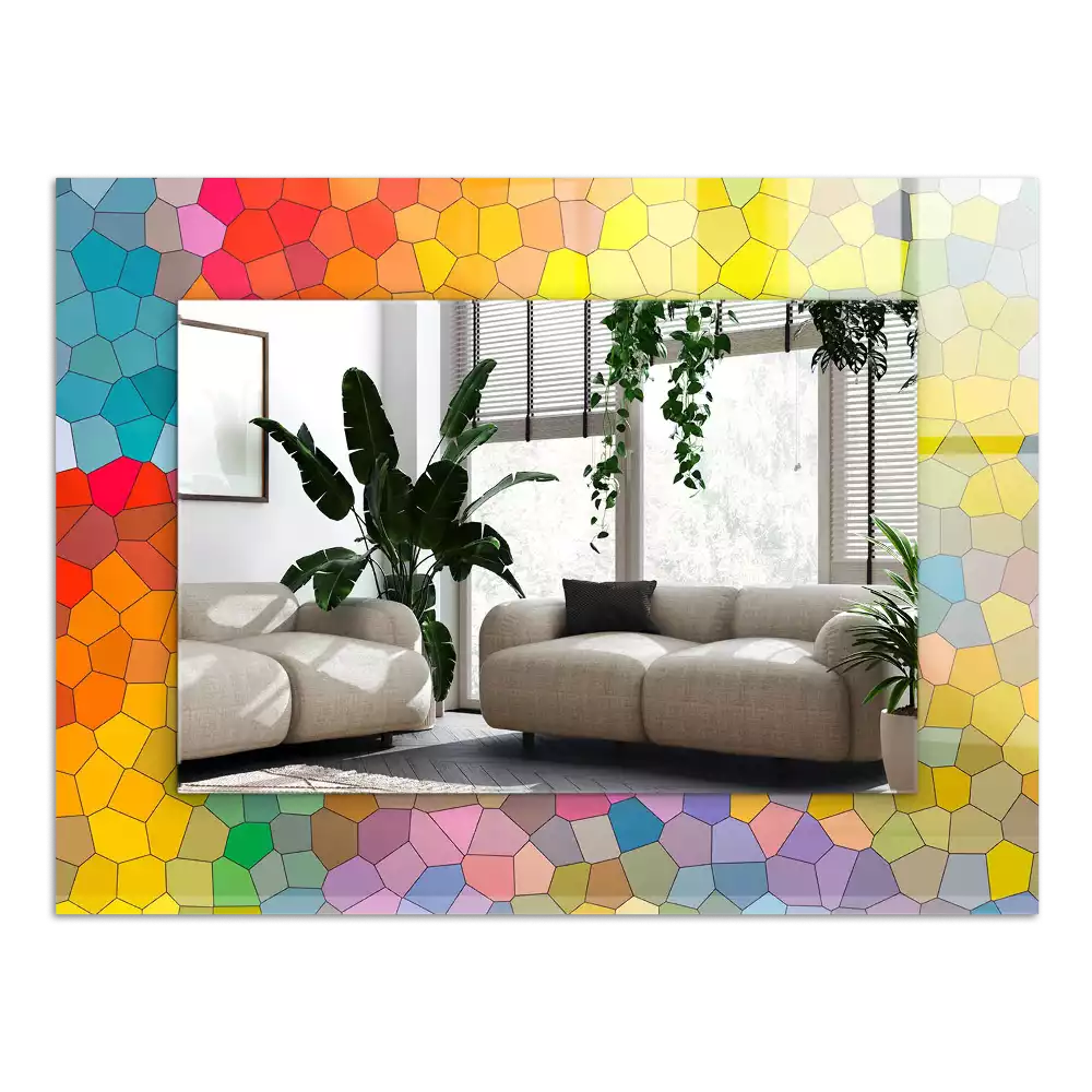 Négyszögletes díszes tükör Színes absztrakt mozaik