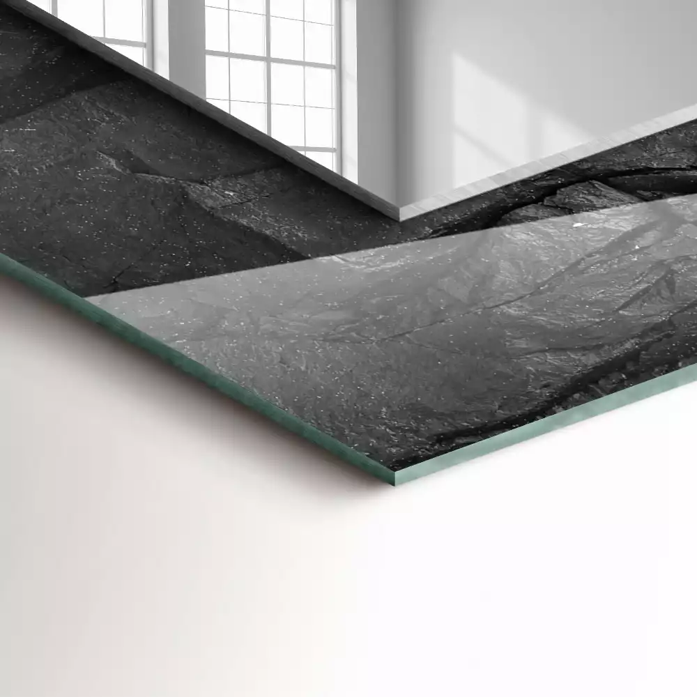 Négyszögletes díszes tükör Fekete szikla megreped