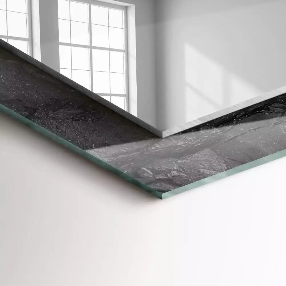 Négyszögletes díszes tükör Fekete szikla megreped